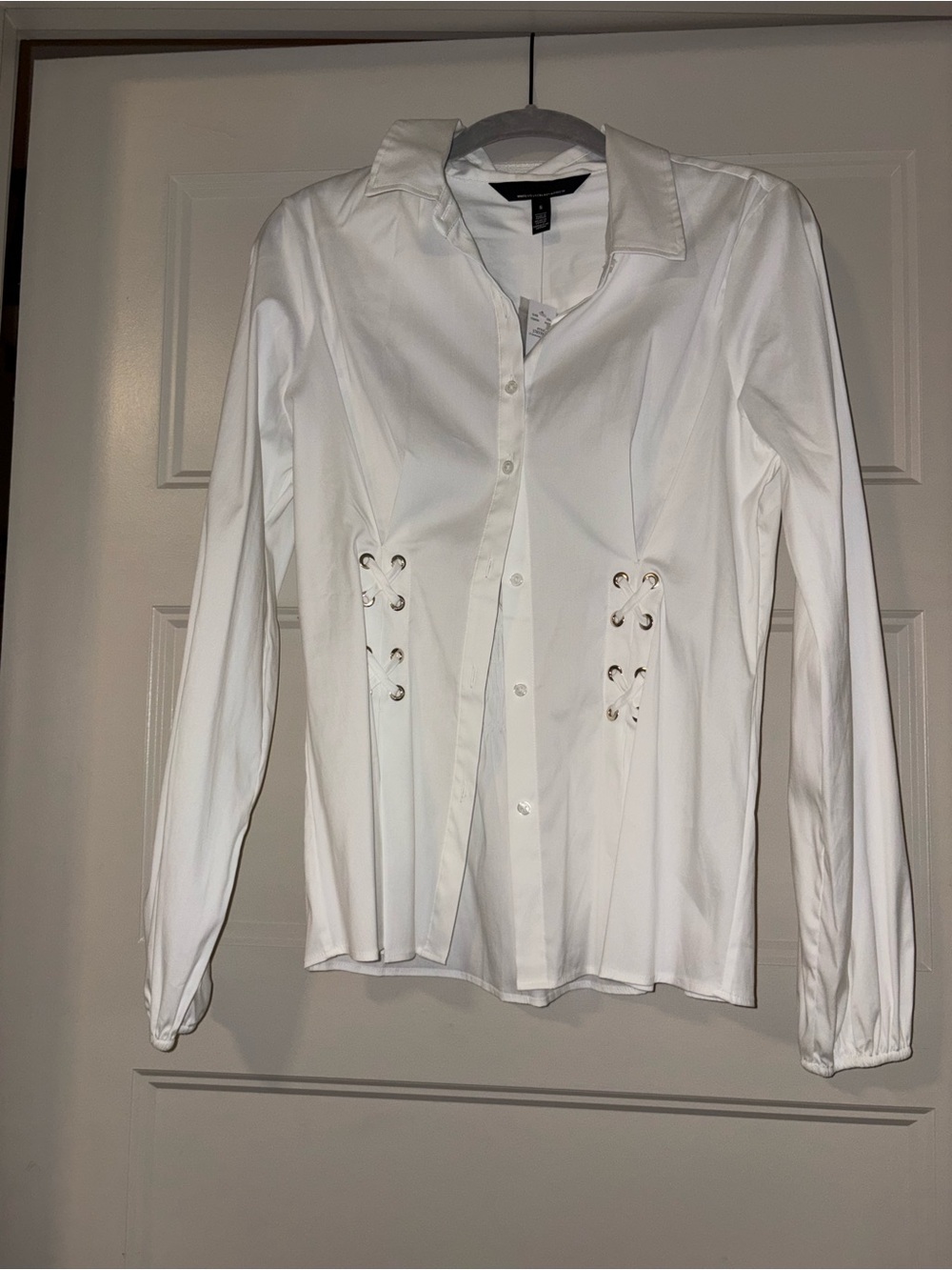 White House Black Market White Grommet Poplin Shirt NWT Size S